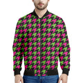 Pink And Green Houndstooth Pattern Print Men's Bomber Jacket