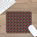 Pink And Green Houndstooth Pattern Print Mouse Pad