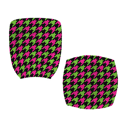 Pink And Green Houndstooth Pattern Print Office Chair Cover