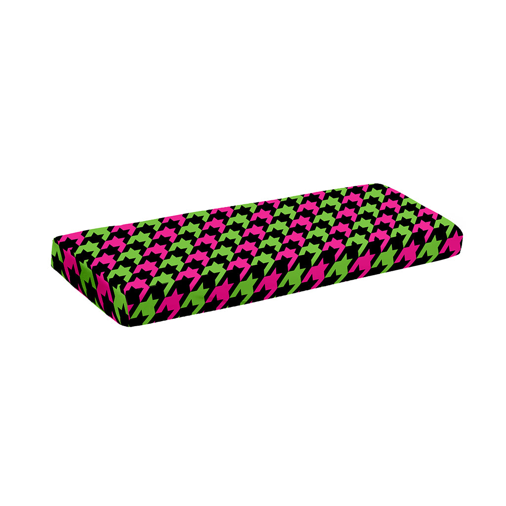Pink And Green Houndstooth Pattern Print Piano Keyboard Cover