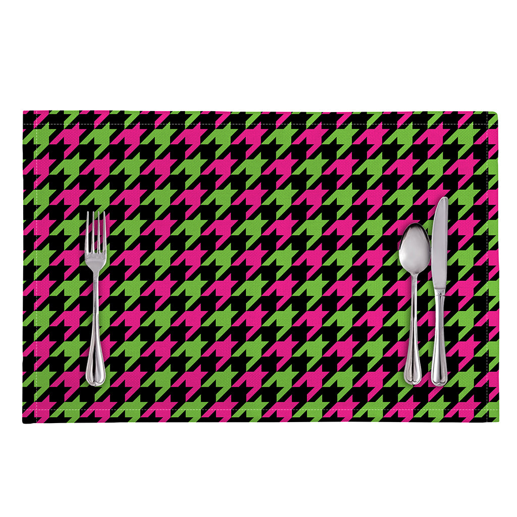 Pink And Green Houndstooth Pattern Print Placemat