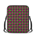 Pink And Green Houndstooth Pattern Print Rectangular Crossbody Bag