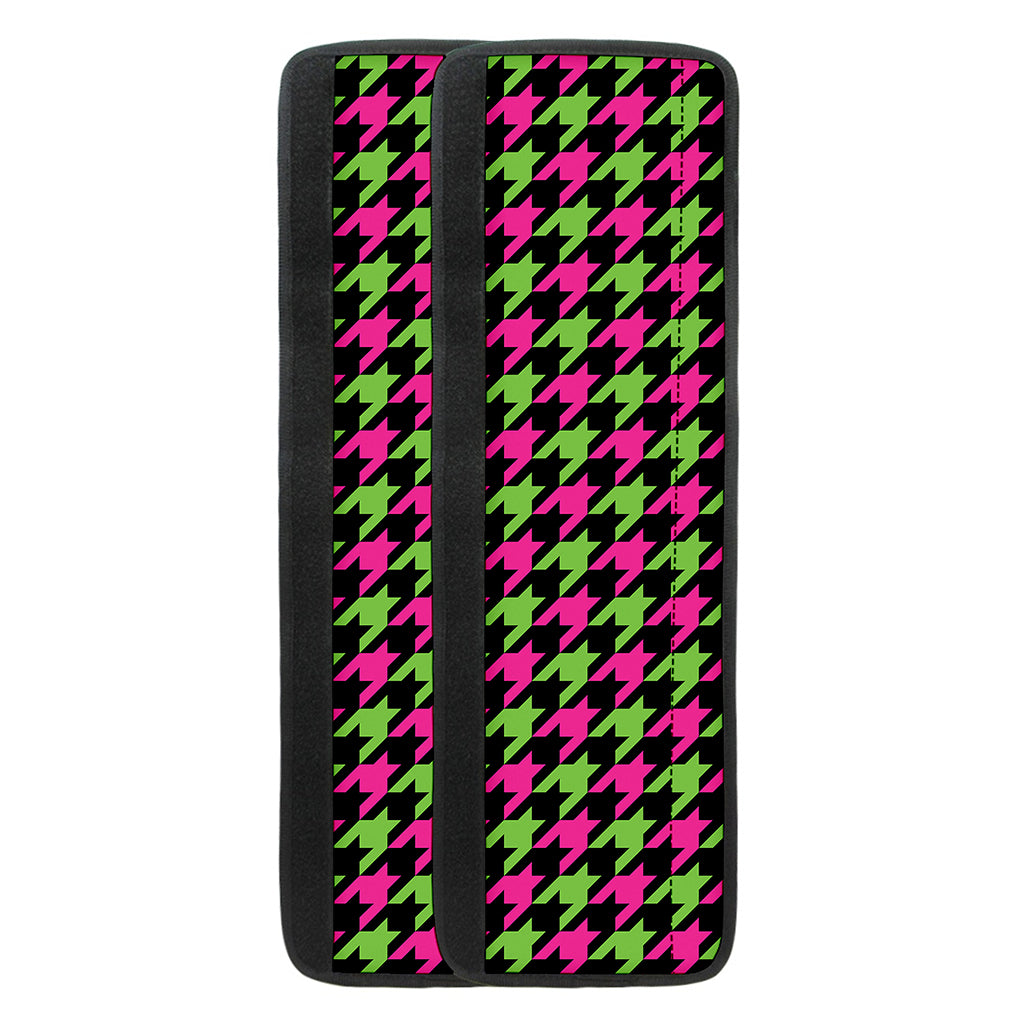 Pink And Green Houndstooth Pattern Print Refrigerator Handle Covers
