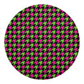 Pink And Green Houndstooth Pattern Print Round Blanket