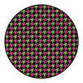 Pink And Green Houndstooth Pattern Print Round Floor Mat