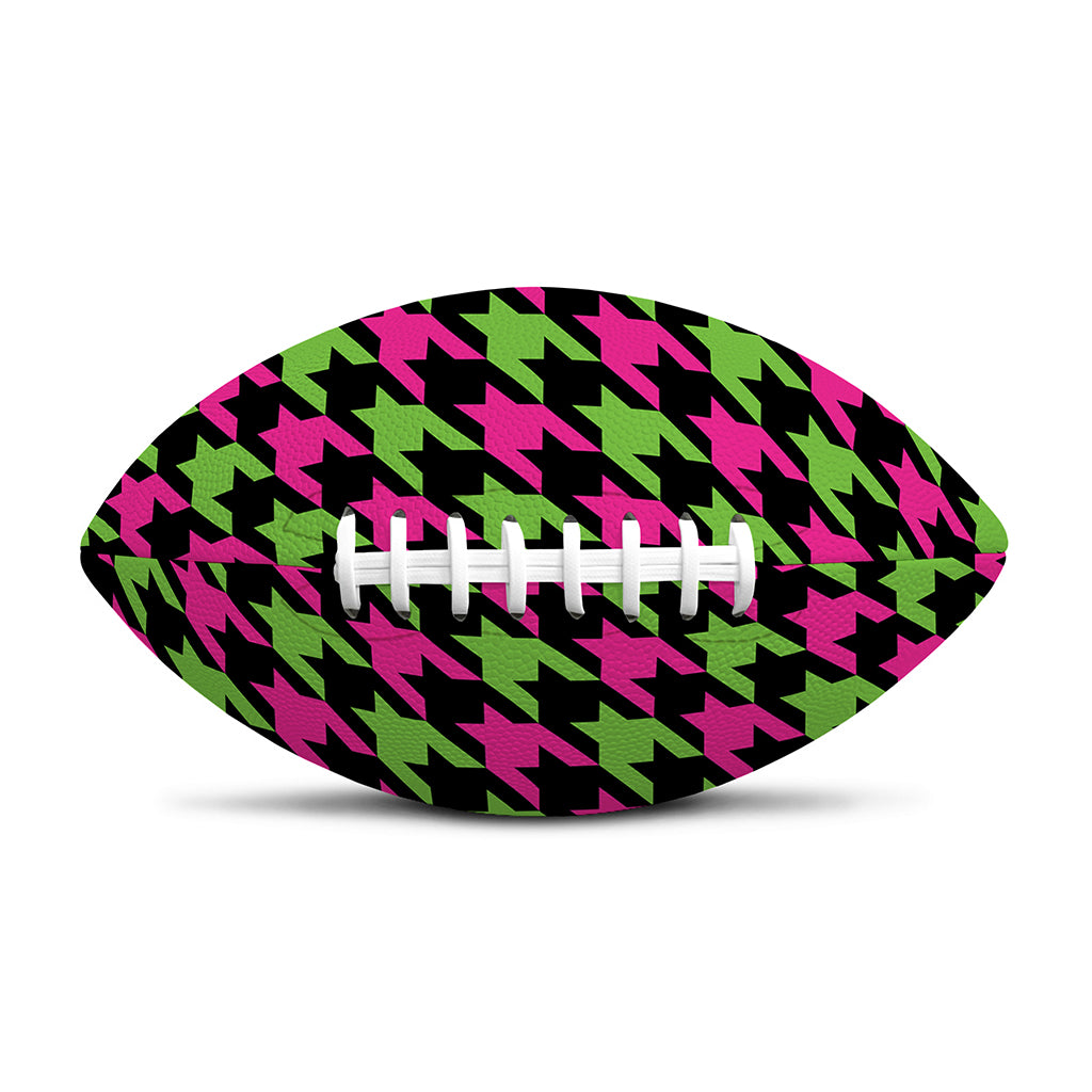 Pink And Green Houndstooth Pattern Print Rugby Ball