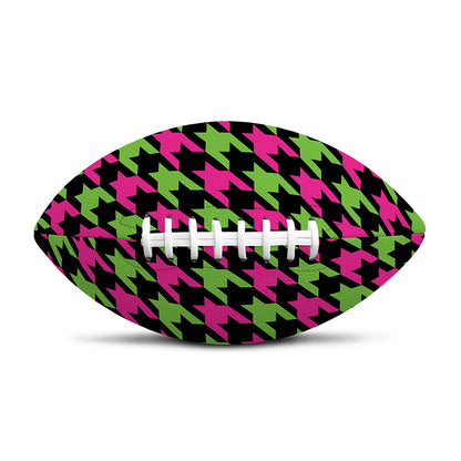 Pink And Green Houndstooth Pattern Print Rugby Ball