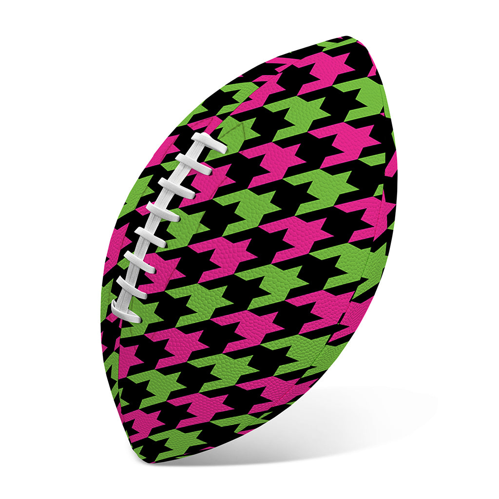 Pink And Green Houndstooth Pattern Print Rugby Ball