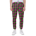 Pink And Green Houndstooth Pattern Print Joggers