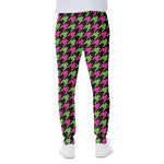 Pink And Green Houndstooth Pattern Print Scuba Joggers