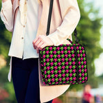 Pink And Green Houndstooth Pattern Print Shoulder Strap Bible Bag