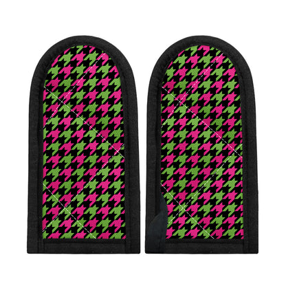 Pink And Green Houndstooth Pattern Print Skillet Handle Cover