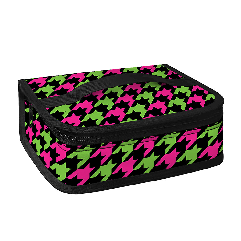 Pink And Green Houndstooth Pattern Print Small Lunch Bag