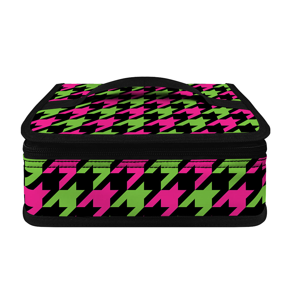 Pink And Green Houndstooth Pattern Print Small Lunch Bag