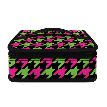 Pink And Green Houndstooth Pattern Print Small Lunch Bag