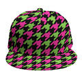Pink And Green Houndstooth Pattern Print Snapback Cap