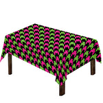 Pink And Green Houndstooth Pattern Print Tablecloth