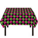 Pink And Green Houndstooth Pattern Print Tablecloth