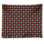 Pink And Green Houndstooth Pattern Print Tapestry