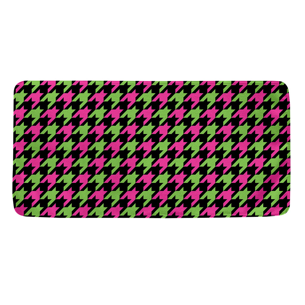 Pink And Green Houndstooth Pattern Print Towel