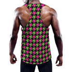 Pink And Green Houndstooth Pattern Print Training Tank Top