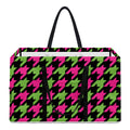 Pink And Green Houndstooth Pattern Print Utility Tote Bag