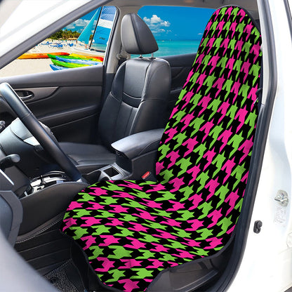 Pink And Green Houndstooth Pattern Print Waterproof Car Seat Cover