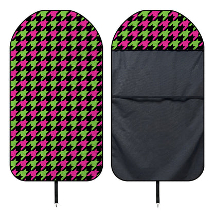 Pink And Green Houndstooth Pattern Print Waterproof Car Seat Cover