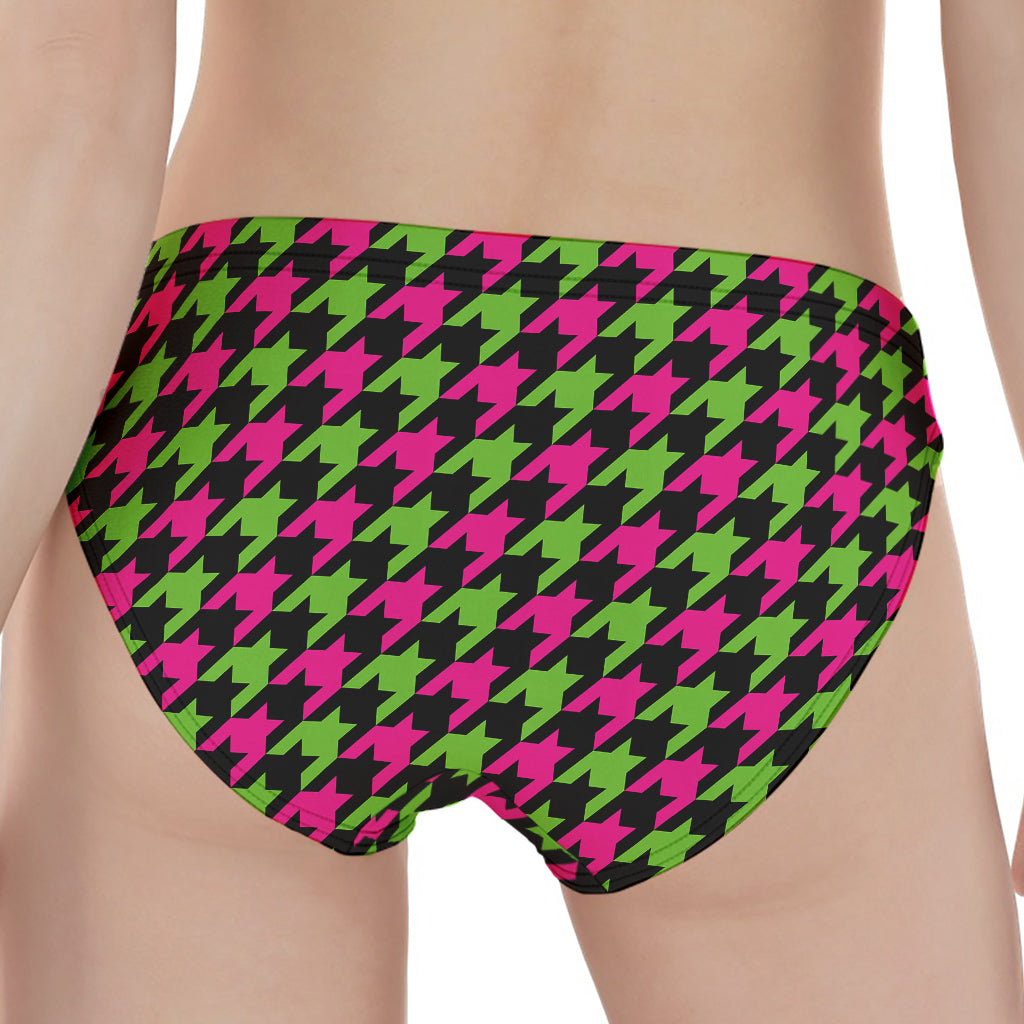 Pink And Green Houndstooth Pattern Print Women's Panties