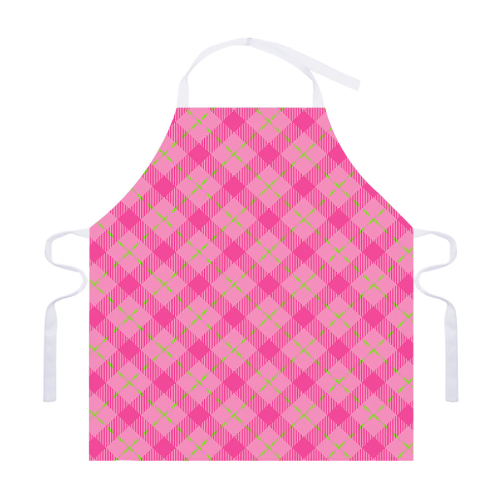 Pink And Green Plaid Pattern Print Adjustable Apron