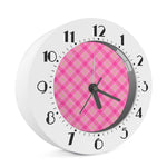 Pink And Green Plaid Pattern Print Alarm Clock