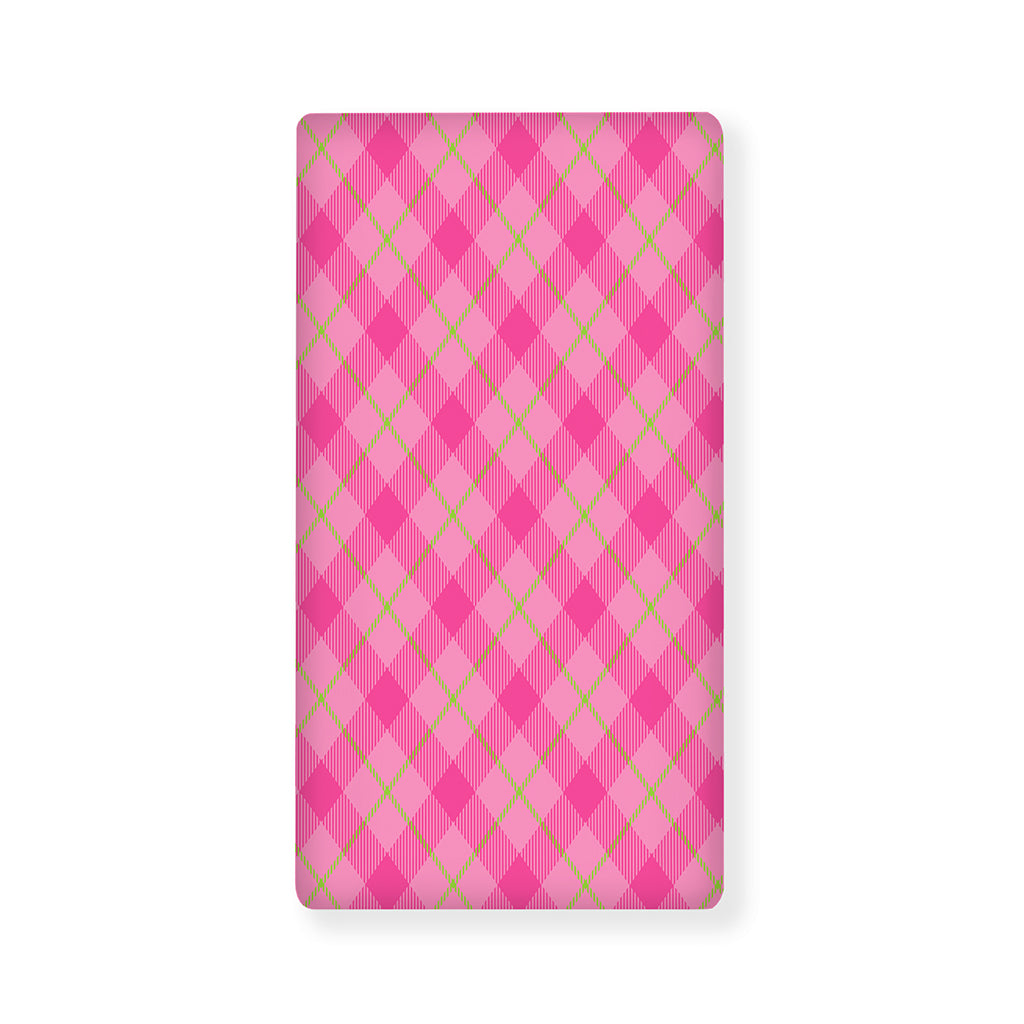 Pink And Green Plaid Pattern Print Baby Crib Sheet
