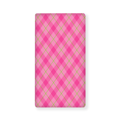 Pink And Green Plaid Pattern Print Baby Crib Sheet