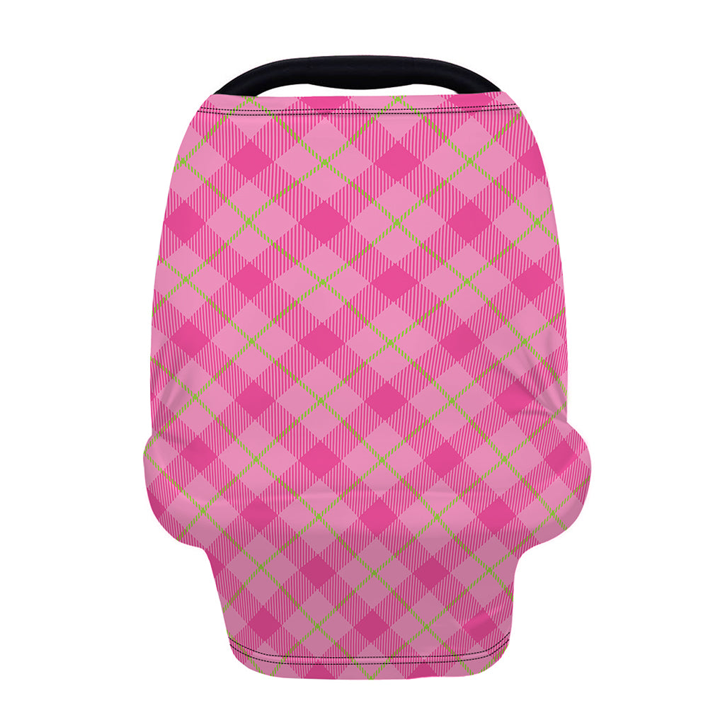Pink And Green Plaid Pattern Print Baby Seat Cover