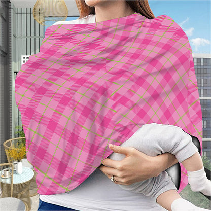 Pink And Green Plaid Pattern Print Baby Seat Cover
