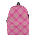 Pink And Green Plaid Pattern Print School Backpack
