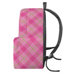 Pink And Green Plaid Pattern Print Backpack