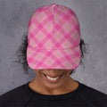 Pink And Green Plaid Pattern Print Baseball Cap