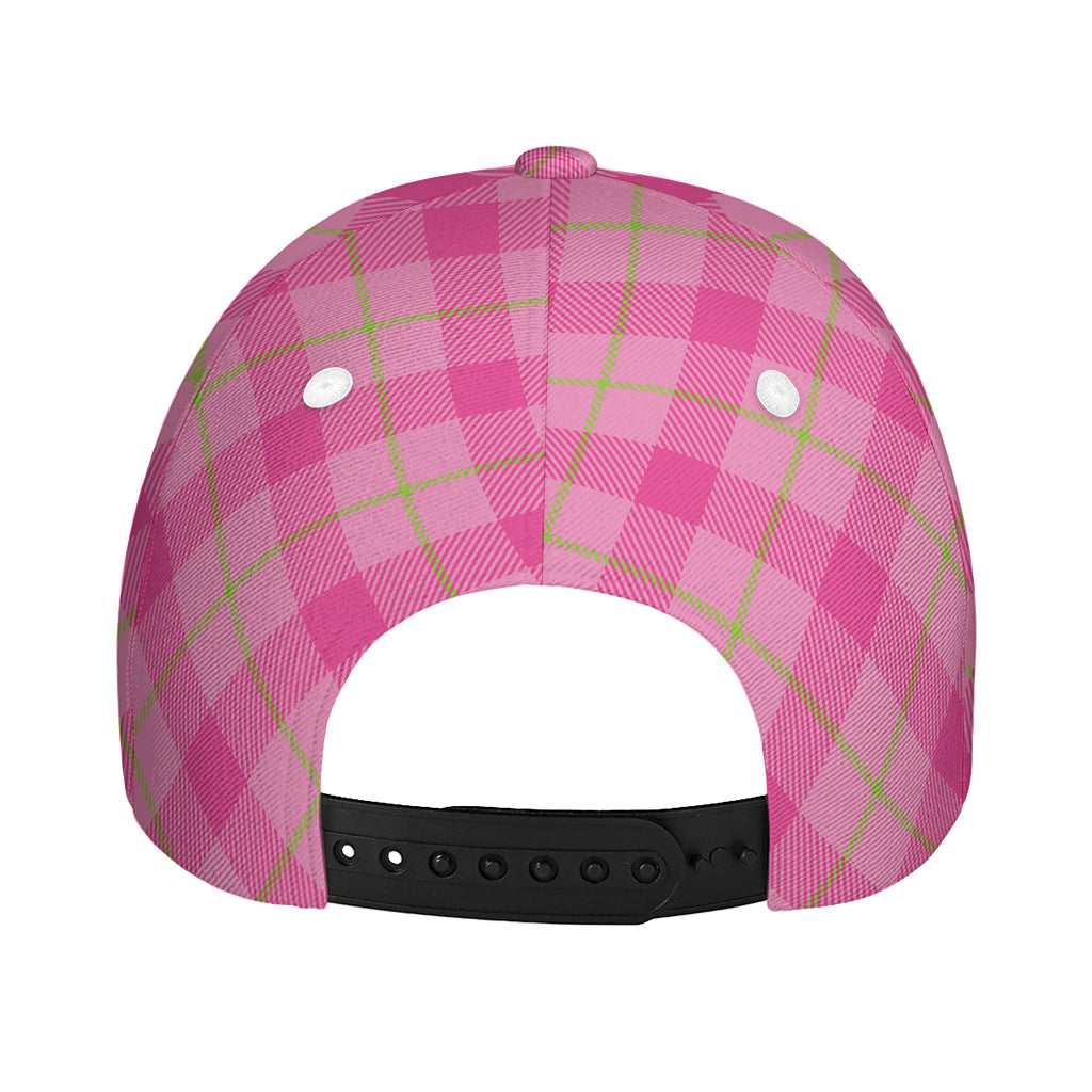 Pink And Green Plaid Pattern Print Baseball Cap