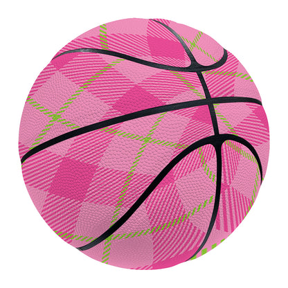 Pink And Green Plaid Pattern Print Basketball