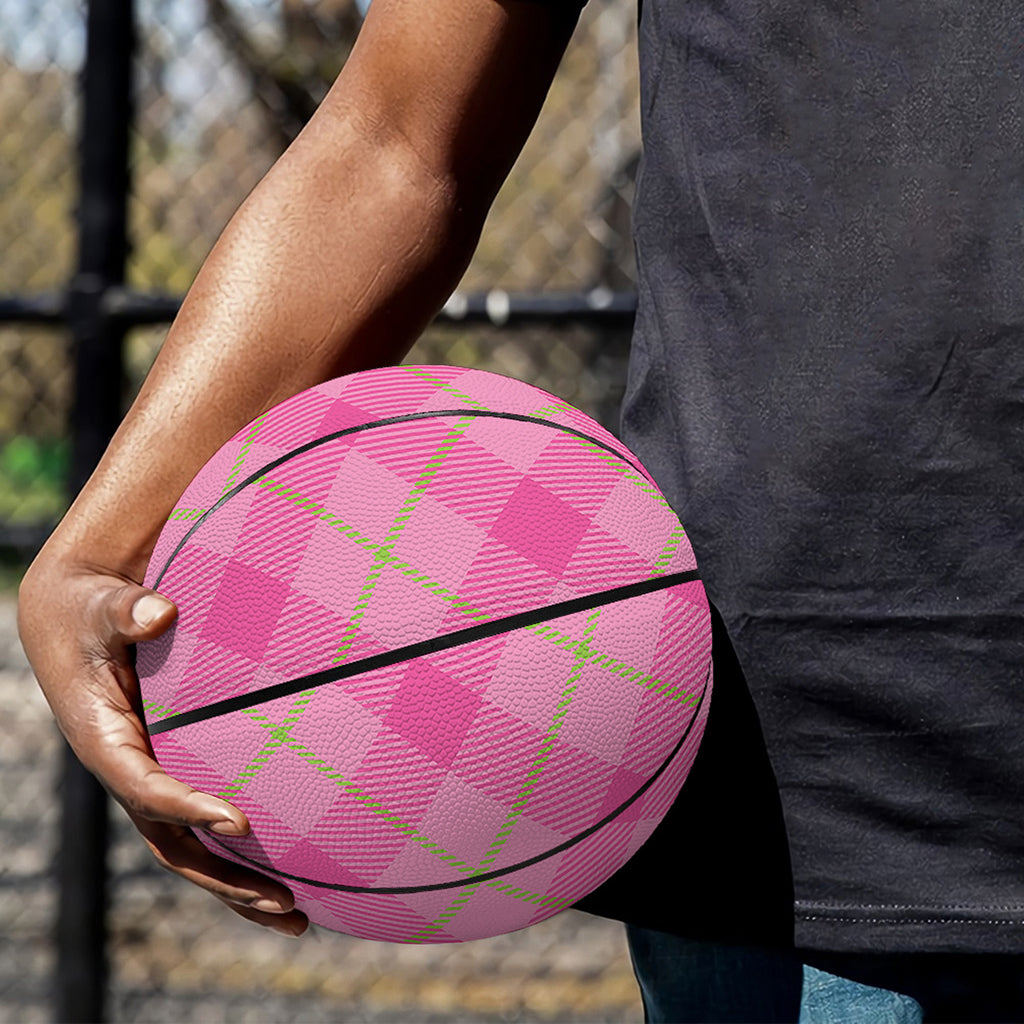 Pink And Green Plaid Pattern Print Basketball