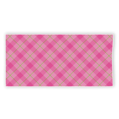 Pink And Green Plaid Pattern Print Beach Towel