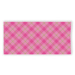 Pink And Green Plaid Pattern Print Beach Towel