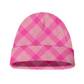Pink And Green Plaid Pattern Print Beanie