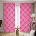 Pink And Green Plaid Pattern Print Dimout Pencil Pleat Curtains