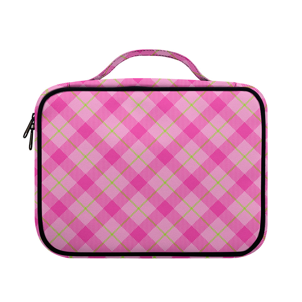 Pink And Green Plaid Pattern Print Briefcase Bible Bag