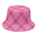 Pink And Green Plaid Pattern Print Bucket Hat