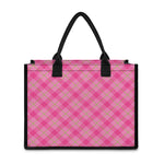 Pink And Green Plaid Pattern Print Canvas Tote Bag