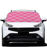 Pink And Green Plaid Pattern Print Car Windshield Snow Cover