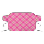 Pink And Green Plaid Pattern Print Car Windshield Snow Cover